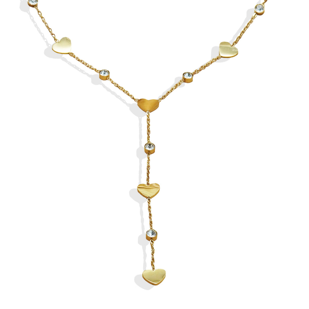 Rhinestone Pendant Necklace – 18K Gold-Plated, Hypoallergenic, Recycled Stainless Steel Glamour - ZENTRION 