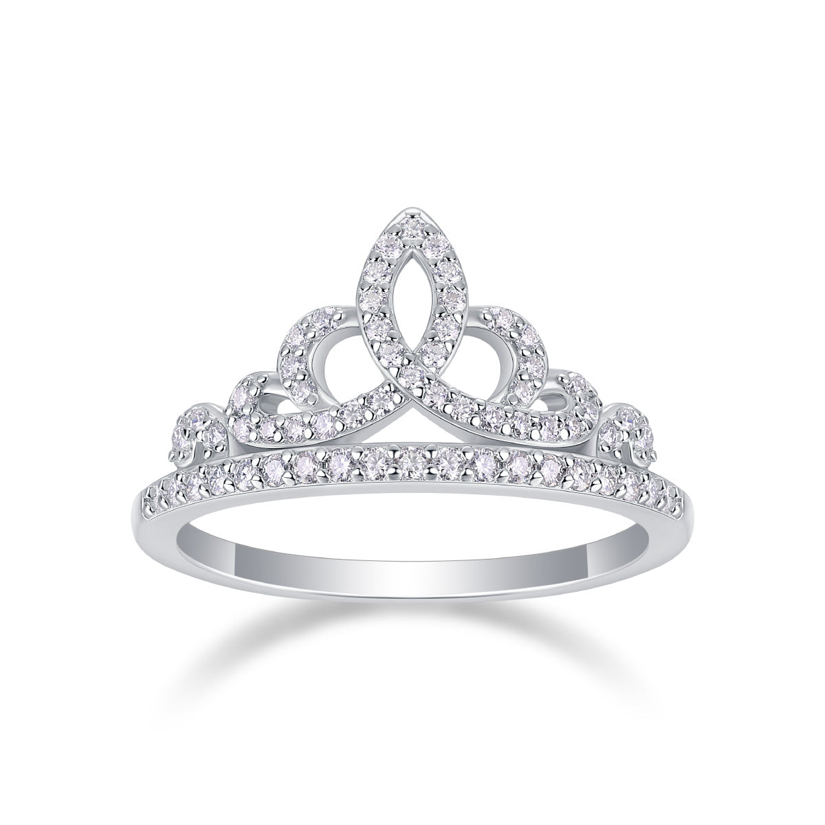 Crown Diamond Moissanite Silver Ring — Luxury Style with Radiant S925 Design - ZENTRION 