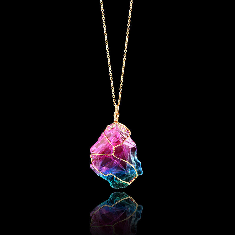 Rainbow Quartz Crystal Necklace – Natural Stone Pendant, Unique Handmade Jewelry - ZENTRION 