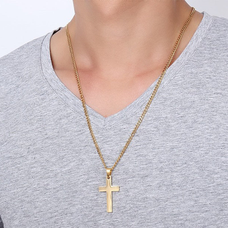 Bold Faith – Men’s Classic Cross Necklace in Stainless Steel (3 Color Options) - ZENTRION