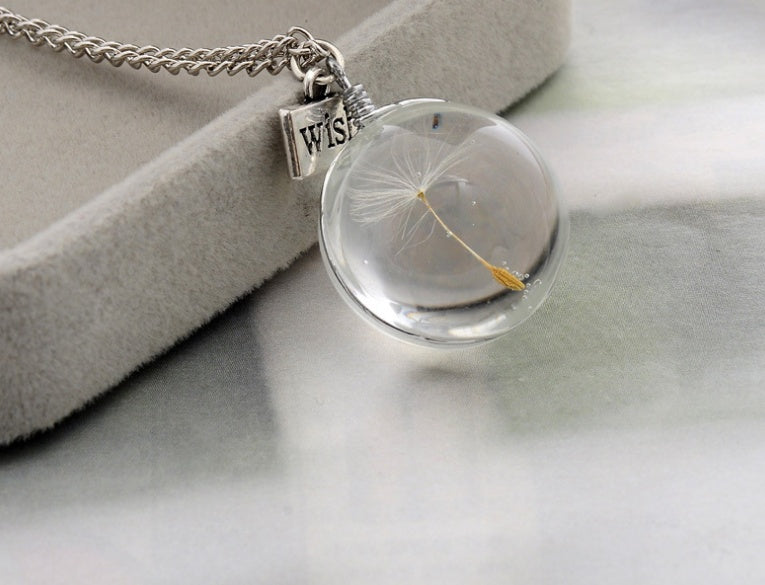 Dandelion Charm Necklace – Natural Pendant, Glass Orb, Unisex Jewelry for Everyday Meaning - ZENTRION 