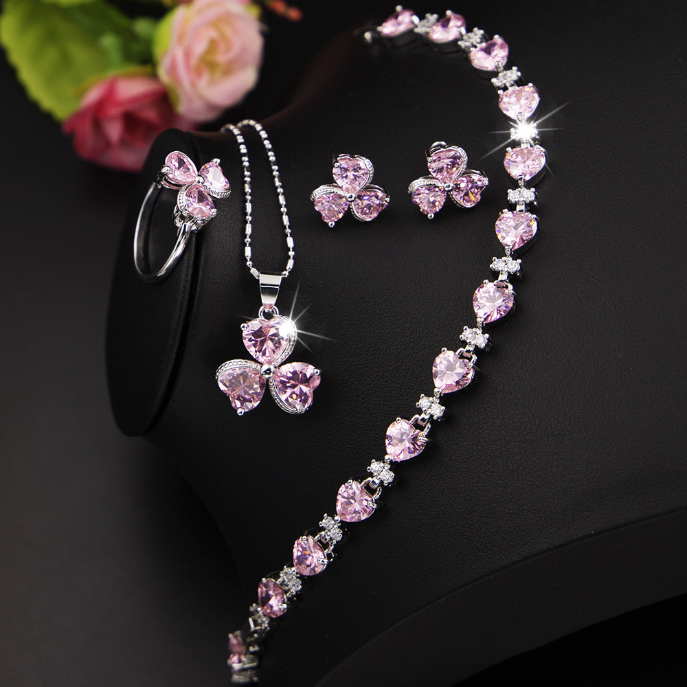 Clover Zircon Jewelry Set – Shining Elegance for Women - ZENTRION