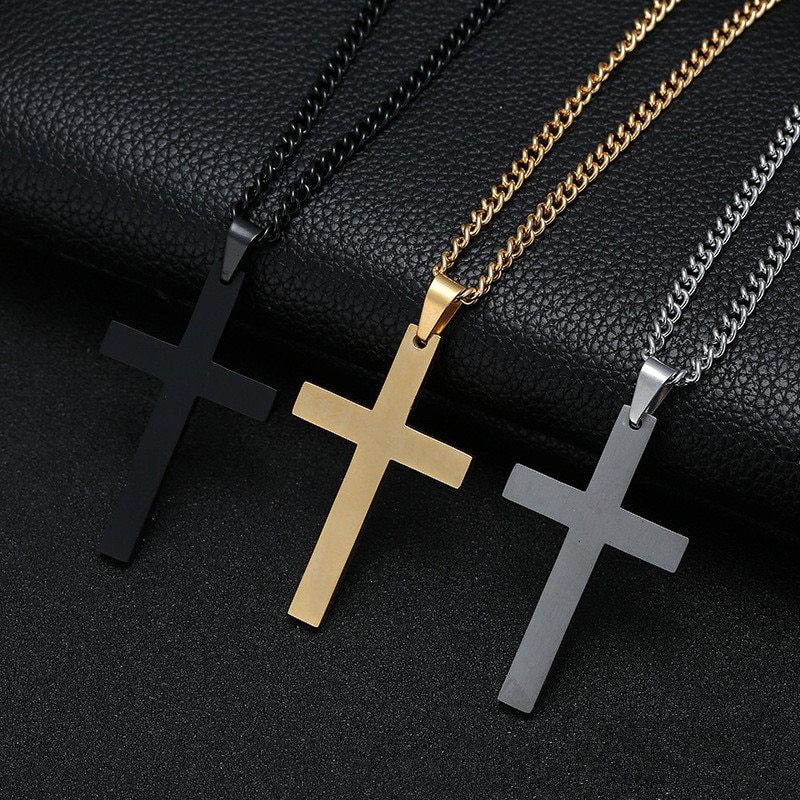 Bold Faith – Men’s Classic Cross Necklace in Stainless Steel (3 Color Options) - ZENTRION