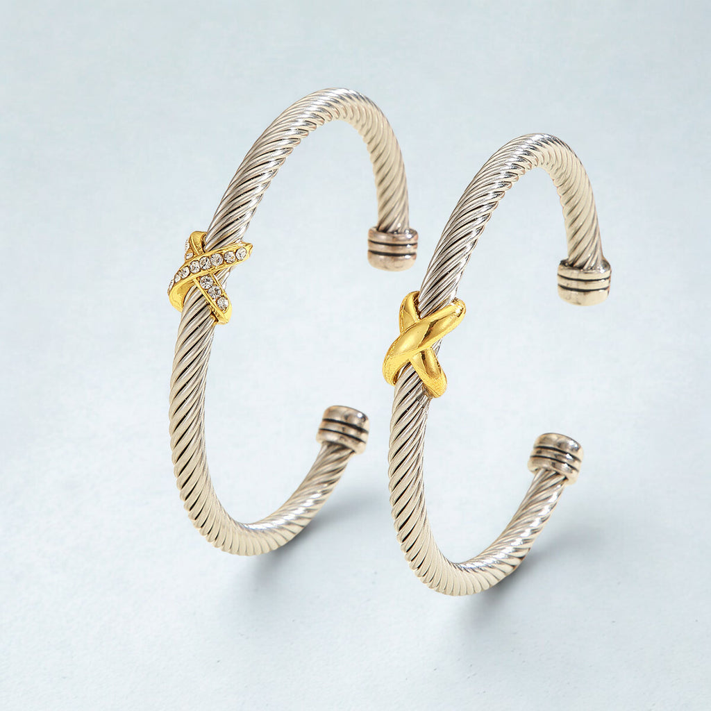 Elegant 8-Character Cross Steel Bracelet - Modern and Trendy Design, Suitable for Both Men and Women, with Zircon Stone Details - ZENTRION 