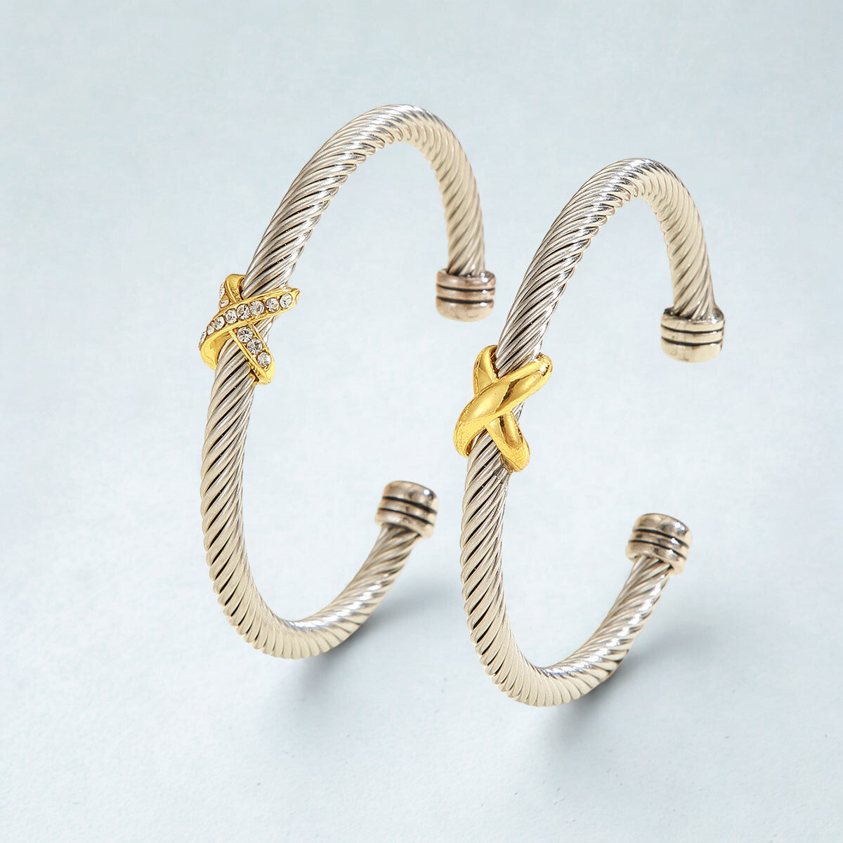 Elegant 8-Character Cross Steel Bracelet - Modern and Trendy Design, Suitable for Both Men and Women, with Zircon Stone Details - ZENTRION 