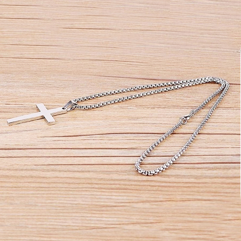Bold Faith – Men’s Classic Cross Necklace in Stainless Steel (3 Color Options) - ZENTRION