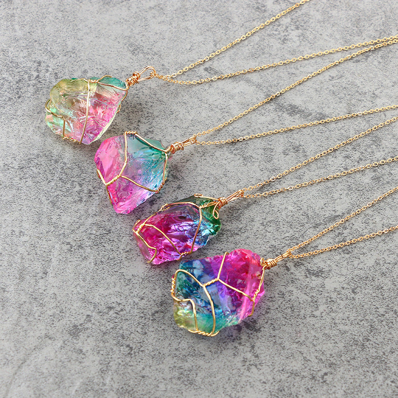 Rainbow Quartz Crystal Necklace – Natural Stone Pendant, Unique Handmade Jewelry - ZENTRION 