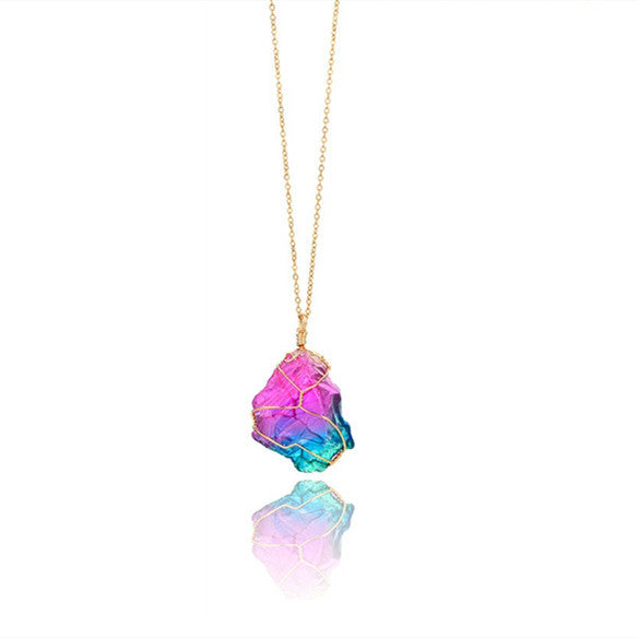 Rainbow Quartz Crystal Necklace – Natural Stone Pendant, Unique Handmade Jewelry - ZENTRION 