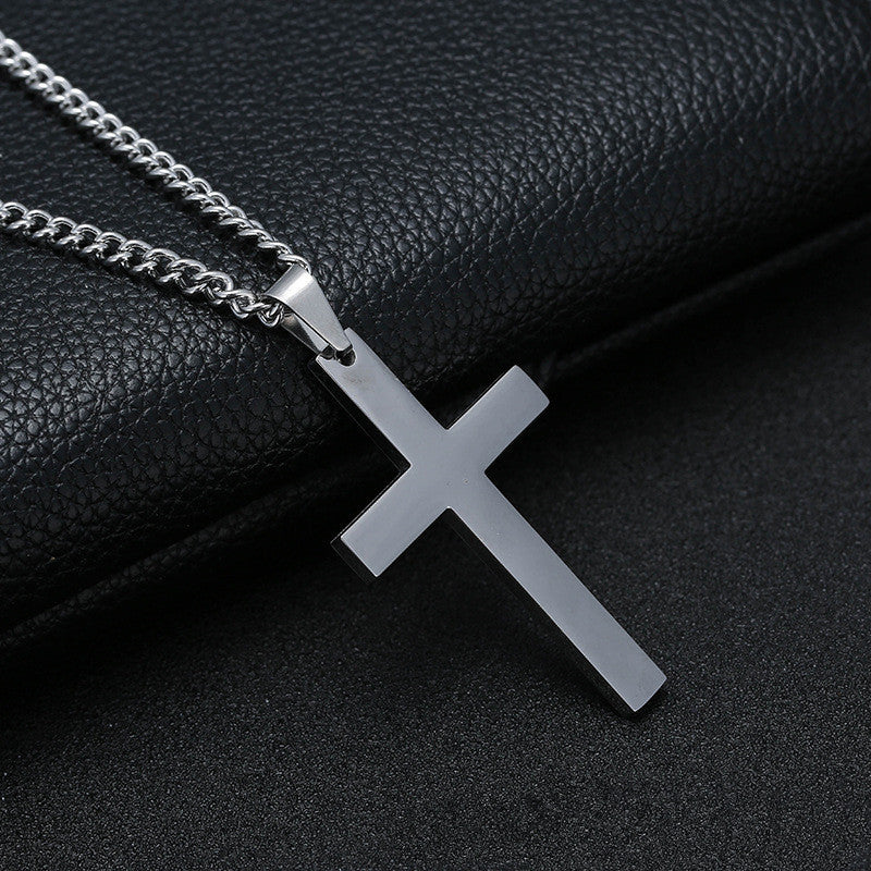 Bold Faith – Men’s Classic Cross Necklace in Stainless Steel (3 Color Options) - ZENTRION