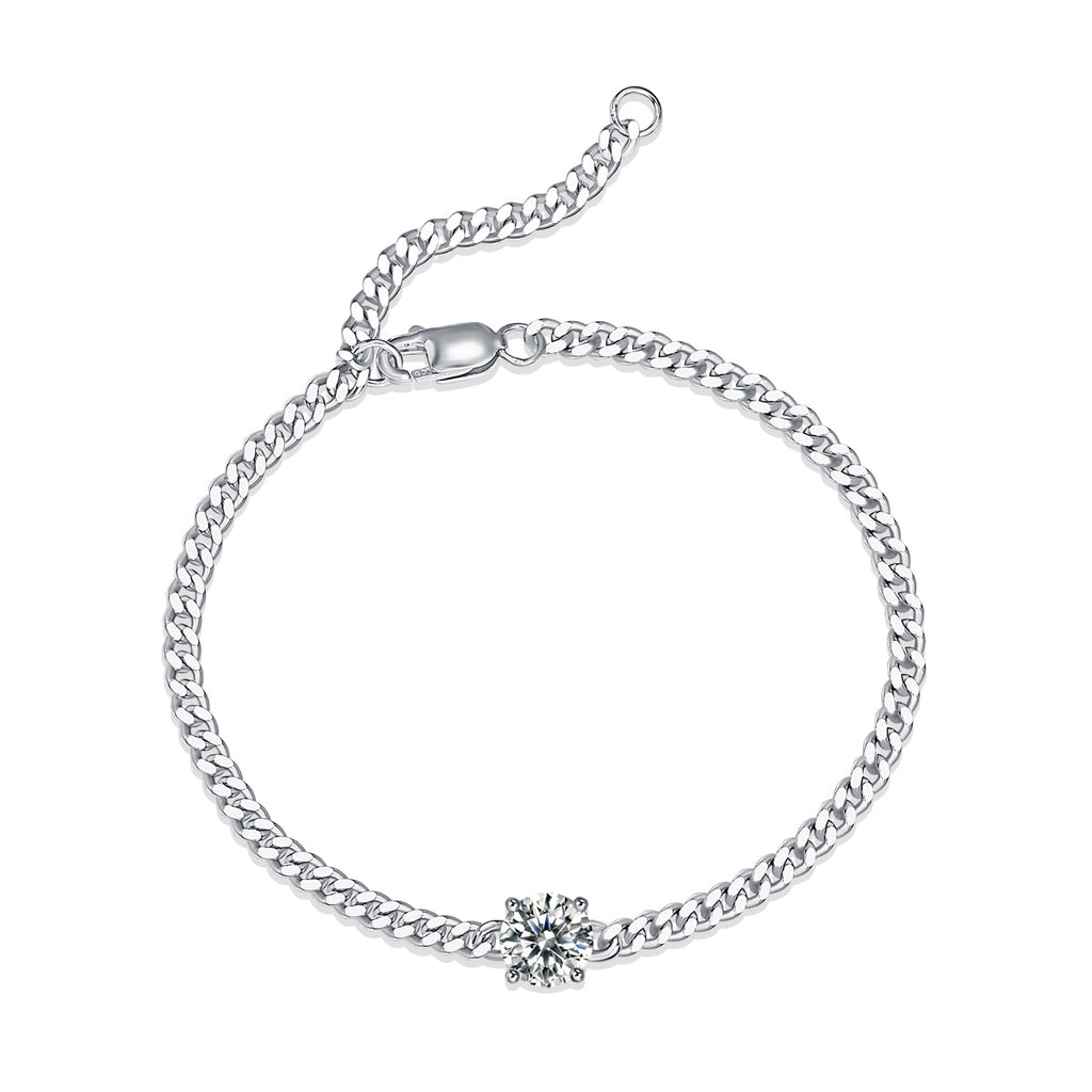 Luxury Cuban Link Moissanite Silver Bracelet — Timeless Shine & Elegance - ZENTRION 