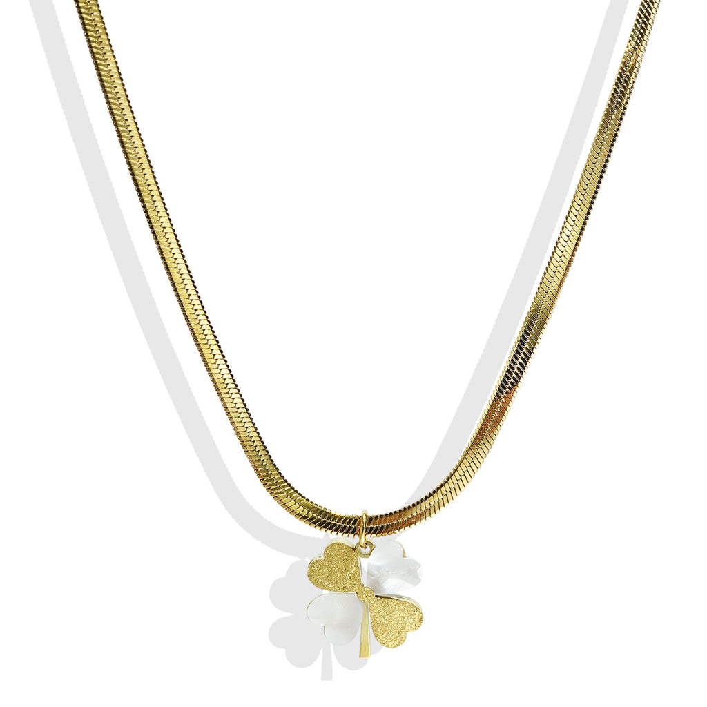 Double Luck Necklace – 18K Gold-Plated Four Leaf Clover Charm, Hypoallergenic & Tarnish-Free - ZENTRION 