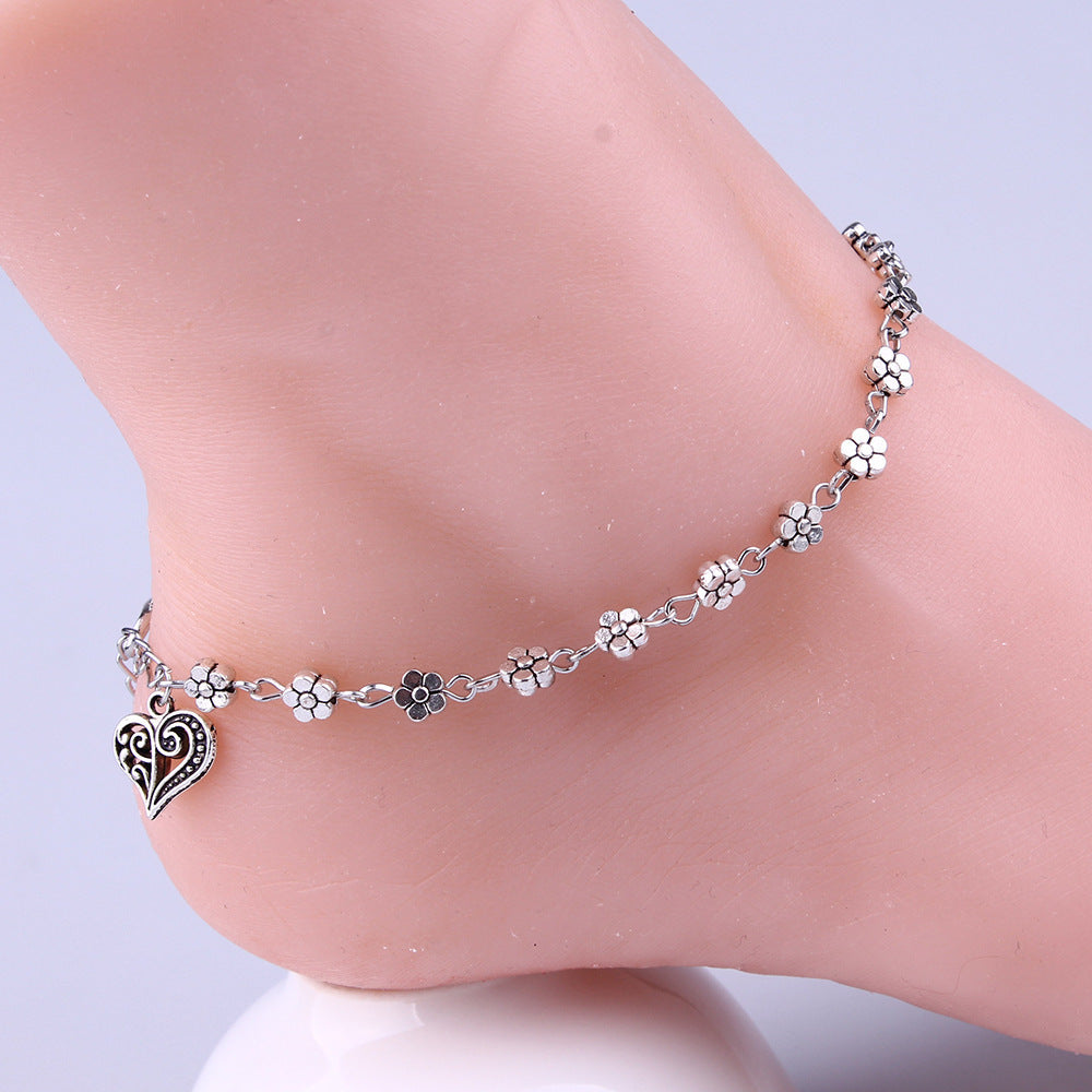 Heart Shaped Floral Anklet Chain – Stand Out with Delicate Details - ZENTRION