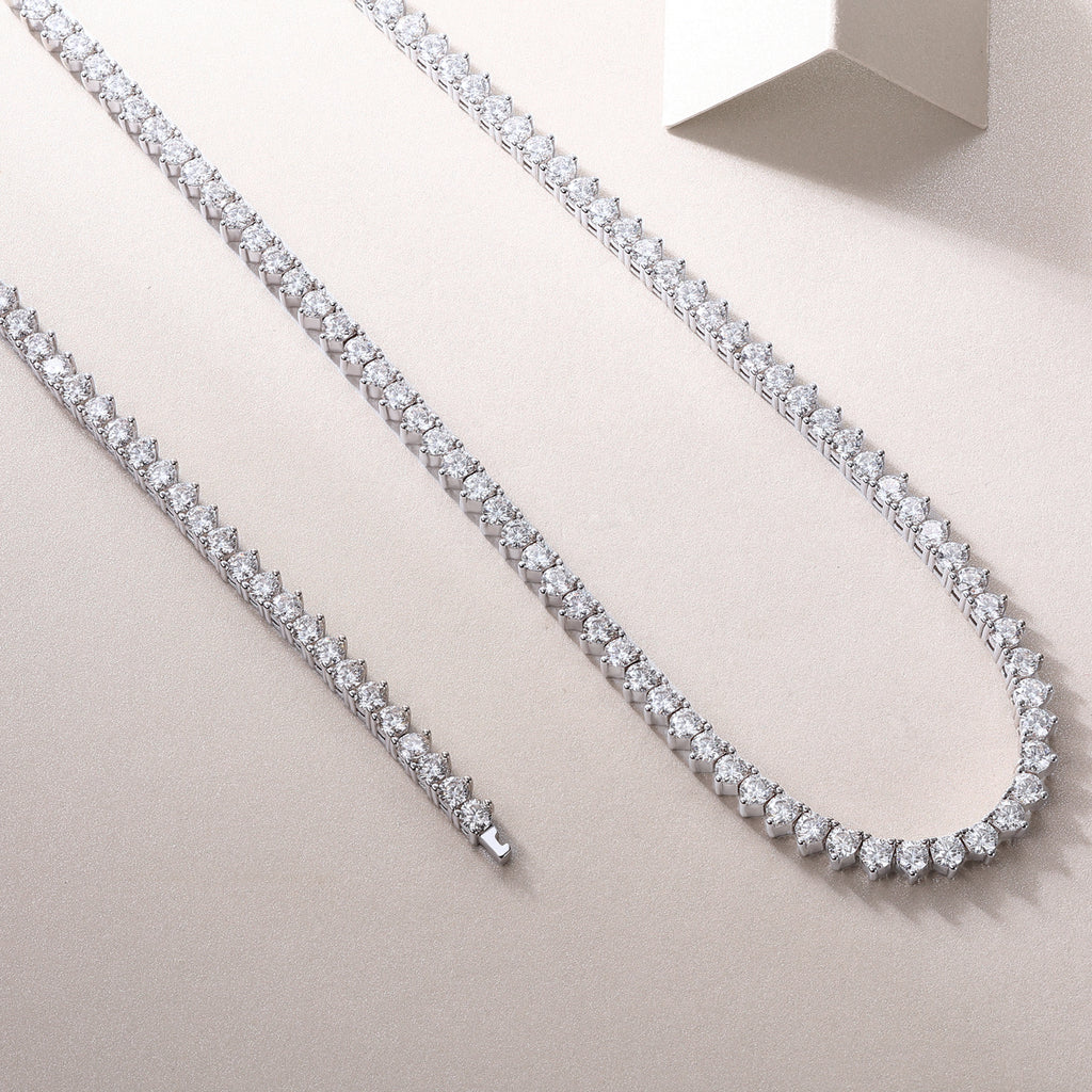 Lustrous Edge Moissanite Silver Necklace — S925 Luxury Shine, Diamond-Like Brilliance for Women - ZENTRION 
