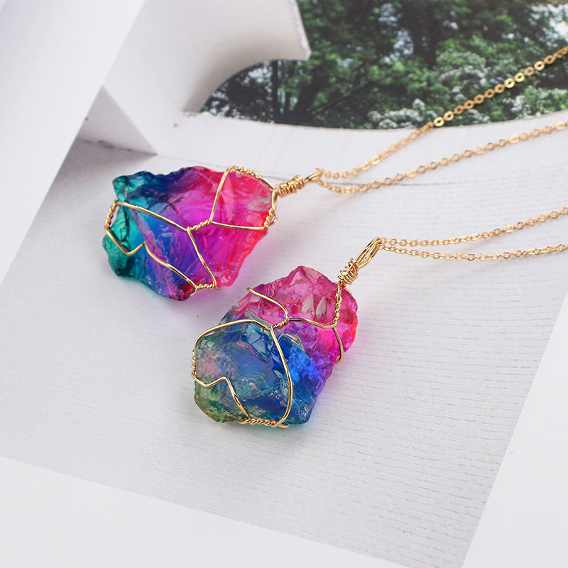 Rainbow Quartz Crystal Necklace – Natural Stone Pendant, Unique Handmade Jewelry - ZENTRION 