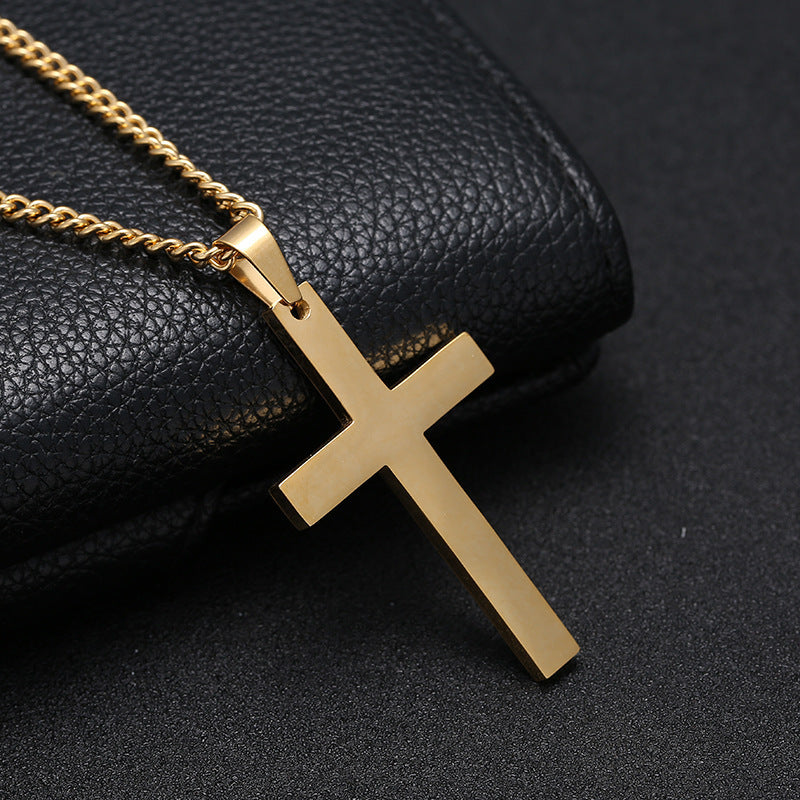 Bold Faith – Men’s Classic Cross Necklace in Stainless Steel (3 Color Options) - ZENTRION