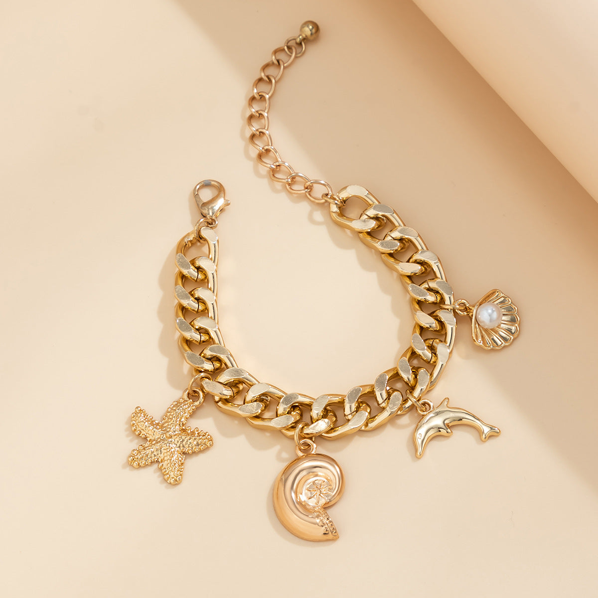 Ocean Boho Charm – Dolphin, Starfish & Shell Pendant Set (Choker & Bracelet) - ZENTRION