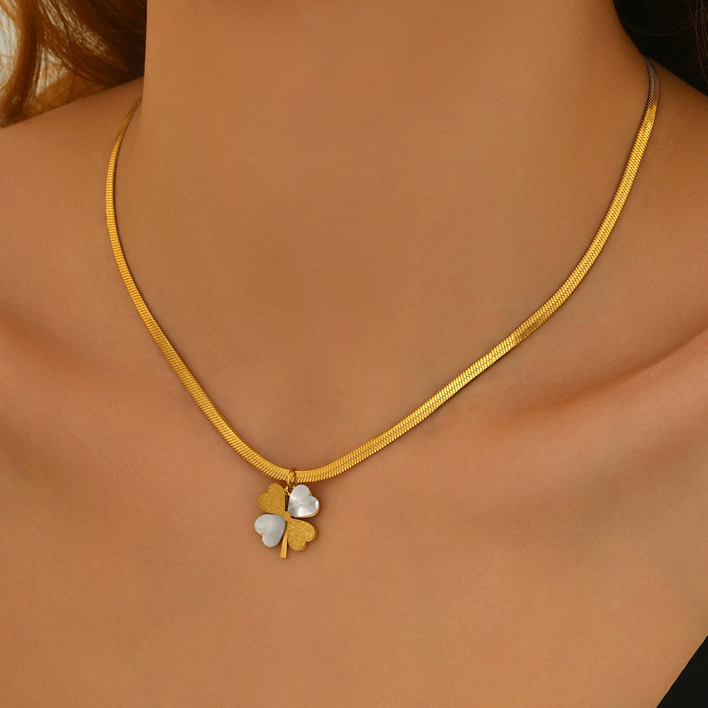 Double Luck Necklace – 18K Gold-Plated Four Leaf Clover Charm, Hypoallergenic & Tarnish-Free - ZENTRION 
