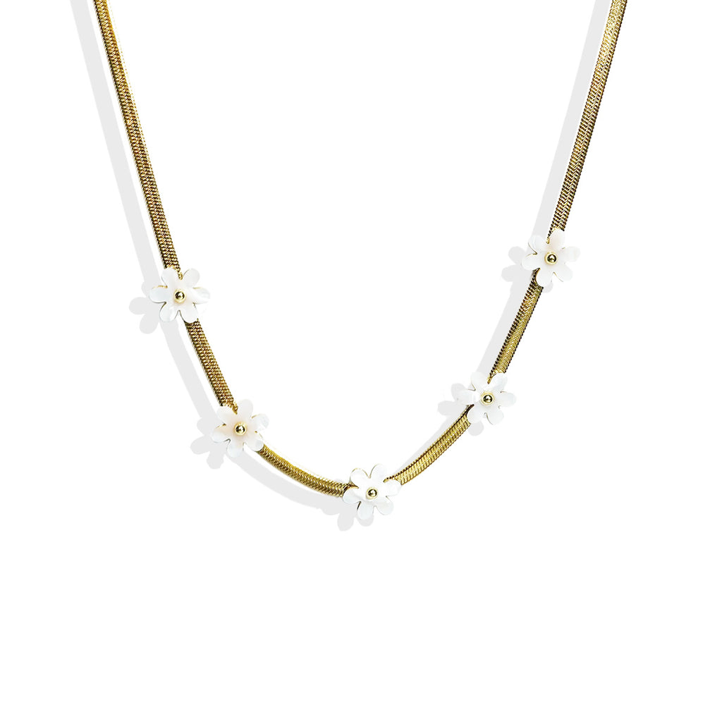 Bohemian Floral Charm Necklace – 18K Gold-Plated, Hypoallergenic, Recycled Stainless Steel Elegance - ZENTRION 