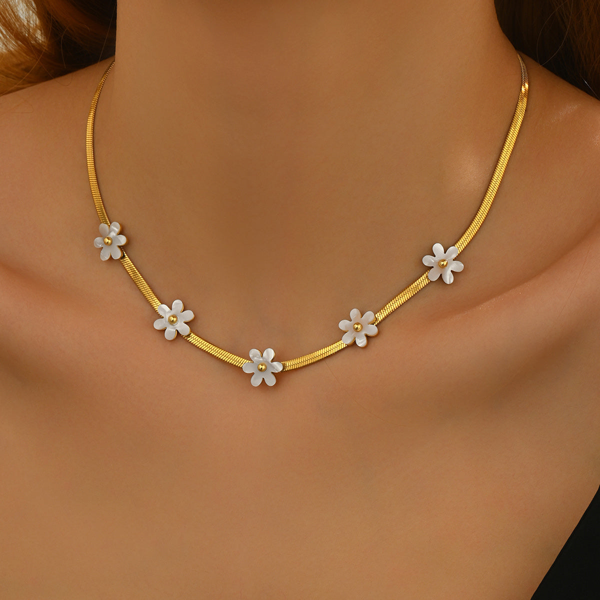 Bohemian Floral Charm Necklace – 18K Gold-Plated, Hypoallergenic, Recycled Stainless Steel Elegance - ZENTRION 