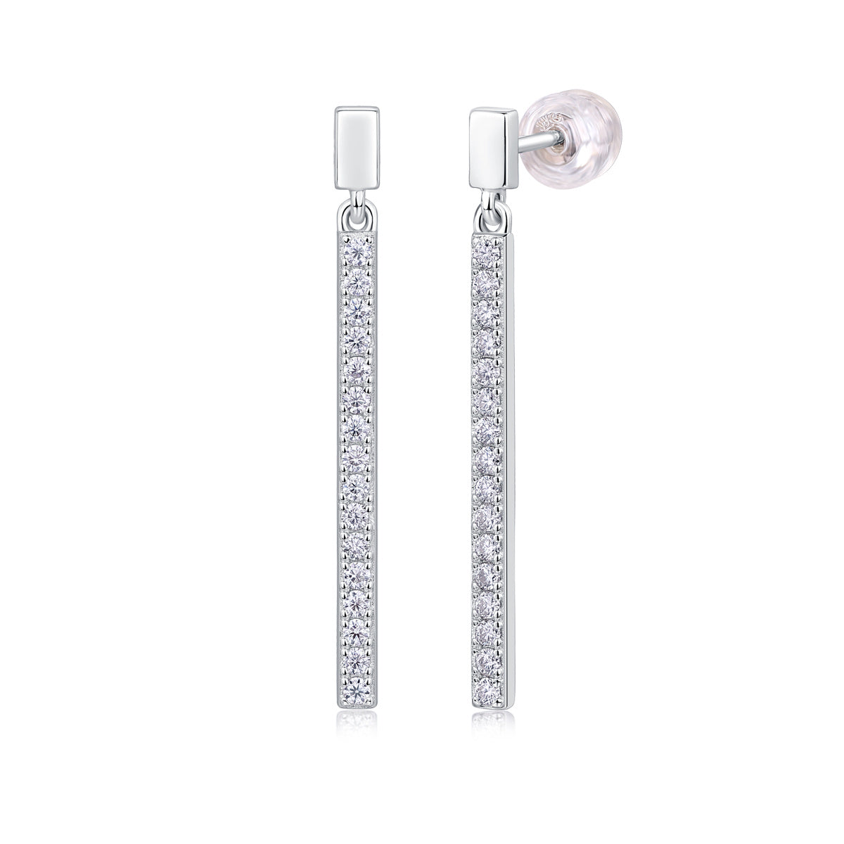Jumping Moissanite Stud Earrings – Luxury Silver Diamond Elegance - ZENTRION 